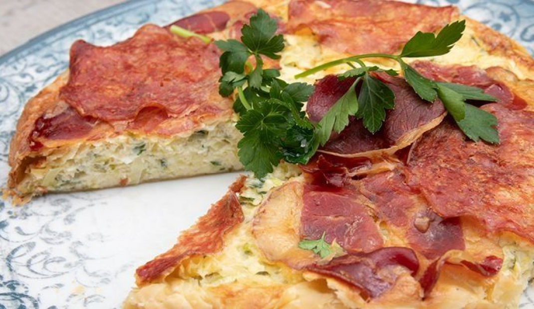 Preiquiche met Italiaanse ham en salami